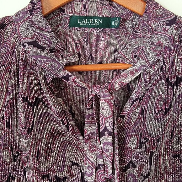 Timeless Ralph Lauren Paisley Necktie Pink Shade Blouse - XL - Picture 2 of 3